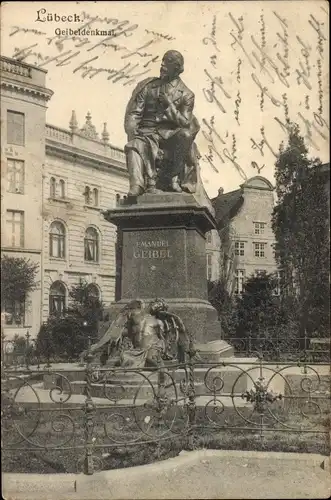 Ak Hansestadt Lübeck, Geibeldenkmal