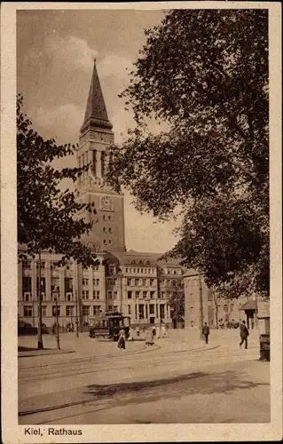 Ak Kiel Schleswig Holstein, Rathaus, Marktplatz, Straßenbahn