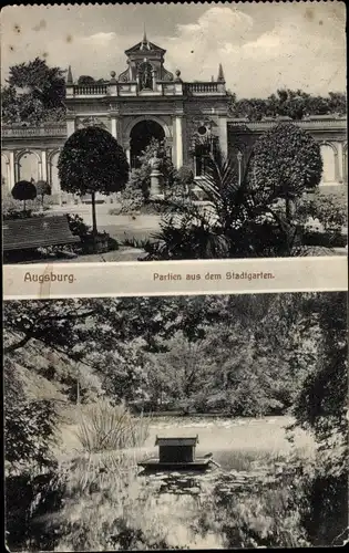Ak Augsburg in Schwaben, Partien aus dem Stadtgarten