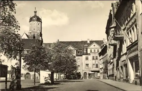 Ak Neustadt an der Orla, Partie am Marktplatz, Geschäfte