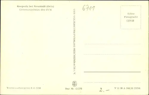 Ak Kospoda Neustadt an der Orla, SVK Genesungsheim