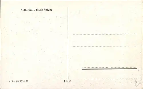 Ak Pohlitz Greiz in Thüringen, Kulturhaus