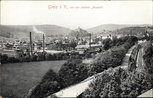 Ak Greiz in Thüringen, Stadt von der schönen Aussicht gesehen