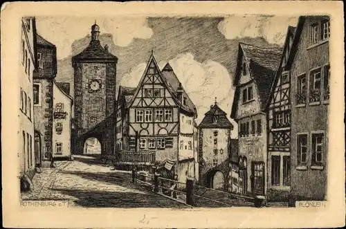 Künstler Ak Rothenburg ob der Tauber Mittelfranken, Plönlein