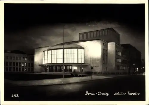 Ak Berlin Charlottenburg, Schillertheater bei Nacht