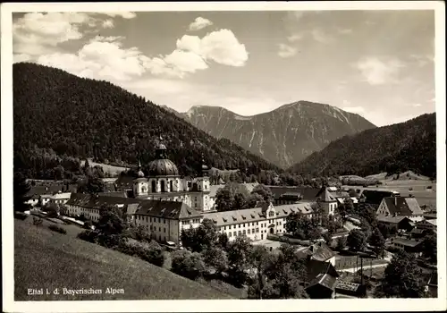 Ak Ettal Oberbayern, Kloster mit Umgebung