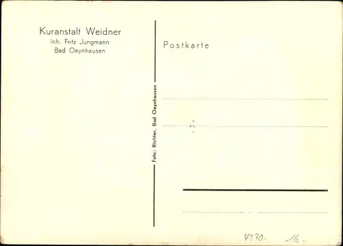 Ak Bad Oeynhausen in Westfalen, Kuranstalt Weidner