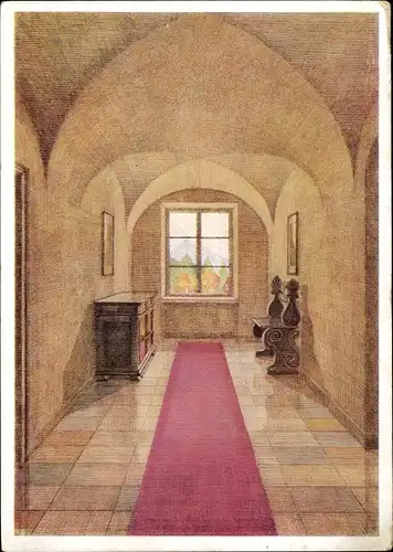 Ak Klais Krün Oberbayern, Schloss Elmau, Südgang nach Westen