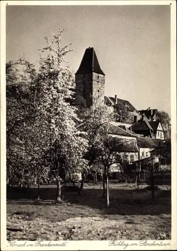 Ak Kronach in Oberfranken, Frühling am Storchenturm