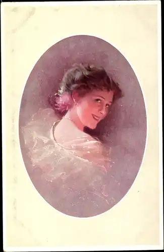 Passepartout Ak Portrait einer jungen Frau