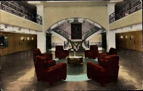 Ak Paquebot Ile de France, CGT French Line, Le Hall d'Embarquement