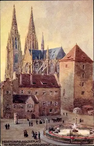 Künstler Ak Regensburg an der Donau Oberpfalz, Moltkeplatz, Tuck Nr. 711