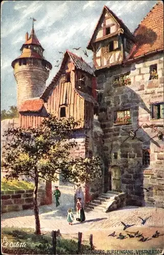 Künstler Ak Flower, Charles F., Nürnberg in Mittelfranken Bayern, Burgeingang, Vestnertor