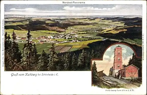 Künstler Ak Falk, G., Schönheide im Erzgebirge Sachsen, Panorama vom Kuhberg, Prinz Georg Turm