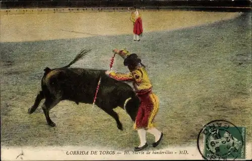 Ak Corrida de Toros, Pose de banderilles, Stierkampf