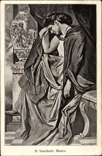 Künstler Ak Feuerbach, A., Medea, Niedergeschlagene Frau