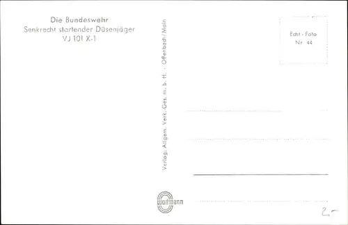 Ak Deutsches Kriegsschiff, Senkrecht startender Düsenjäger VJ 101 X-1, Bundeswehr
