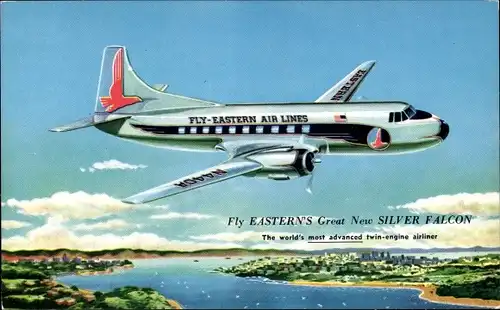 Ak US Amerikanisches Passagierflugzeug, Eastern Airlines, Silver Falcon