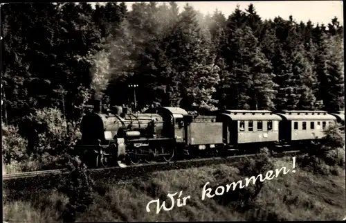 Ak Ich komme, Deutsche Eisenbahn, Dampflok in voller Fahrt