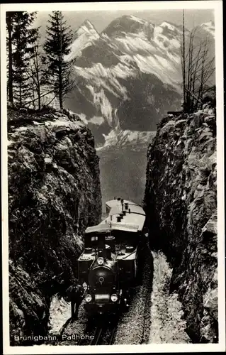 Ak Brünigbahn Passhöhe, Schweizerische Eisenbahn, Bergbahn