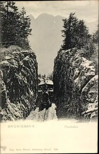 Ak Brünigbahn, Passhöhe, Schweizerische Eisenbahn, Bergbahn