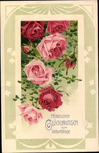 Präge Ak Glückwunsch Geburtstag, Rosen