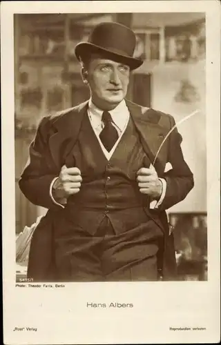 Ak Schauspieler Hans Albers, Portrait, Hut, Ross Verlag 5475/1