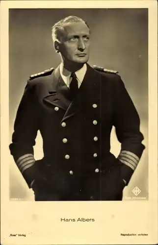 Ak Schauspieler Hans Albers, Portrait in Uniform, Ross Verlag