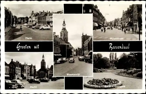 Ak Rosendaal Nordbrabant Niederlande, Markt, Molenstraat, Bloemmarkt, Emil v. Loonpark, Markt