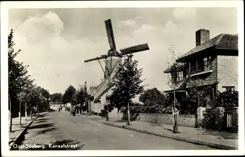 Ak Oost Souburg Zeeland Niederlande, Kanaalstraat, Windmühle