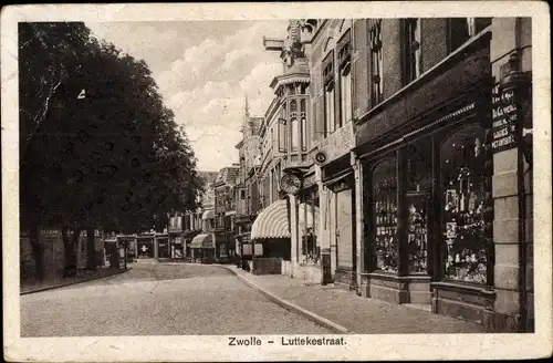 Ak Zwolle Overijssel Niederlande, Luttekestraat, Geschäfte