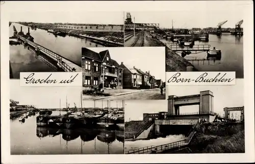 Ak Born Buchten Limburg Niederlande, Sluis, Straßenpartie