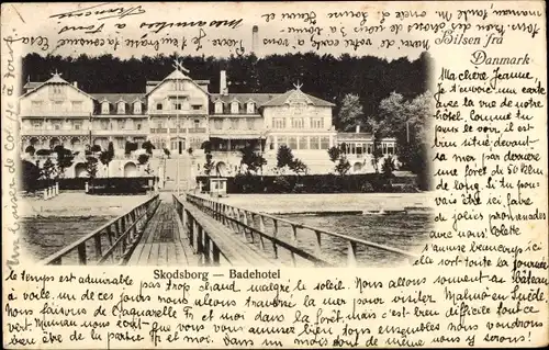 Ak Skodsborg Dänemark, Blick zum Badehotel