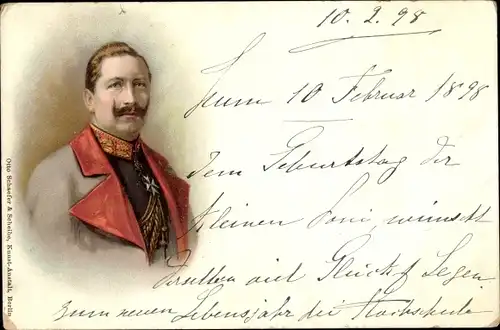 Litho Kaiser Wilhelm II., Portrait in Uniform