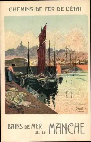 Künstler Ak Bains de Mer de la Manche, Chemins de Fer de l'Etat