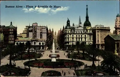 Ak Buenos Aires Argentinien, Plaza y Avenida de Mayo
