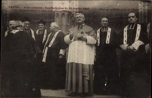 Ak Nantes Loire Atlantique, Les Inventaires, Manifestations 1906, Mgr l'Eveque