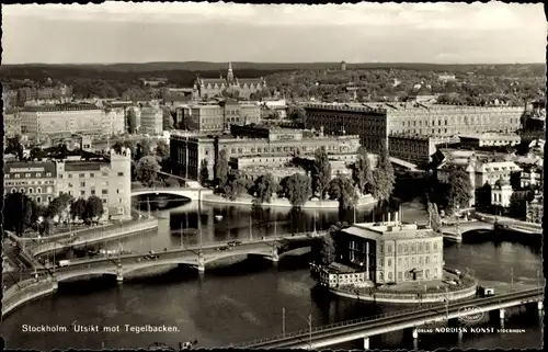 Ak Stockholm Schweden, Utsikt mot Tegelbacken
