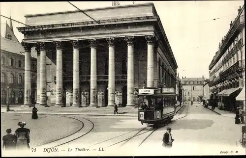 Ak Dijon Côte d'Or, Le Theatre, Straßenbahn