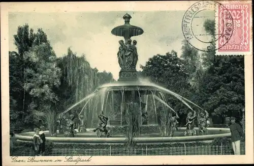 Ak Graz Steiermark, Brunnen im Stadtpark