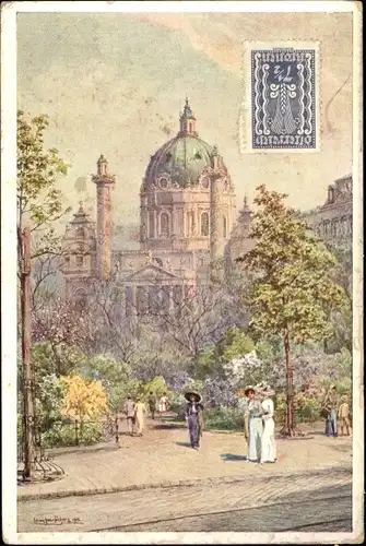 Künstler Ak Ludwig Hans Fischer, Wien 4 Wieden, Karlskirche