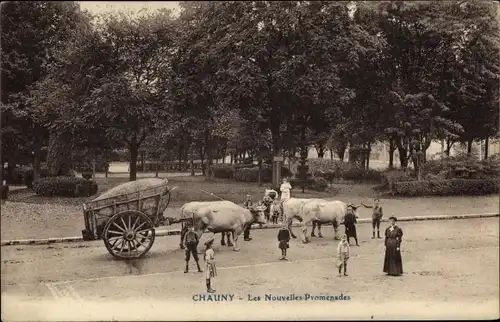 Ak Chauny Aisne, Les Nouvelles Promenades