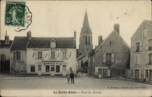 Ak La Ferté Alais Essonne, Place du Marché
