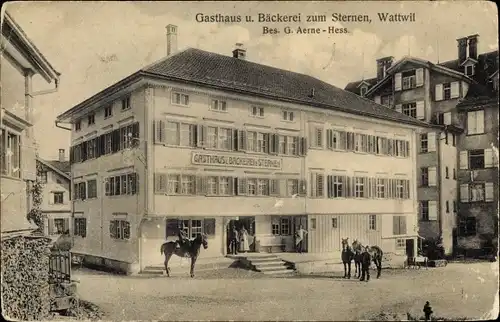Ak Wattwil Kanton St. Gallen, Gasthaus und Bäckerei zum Sternen