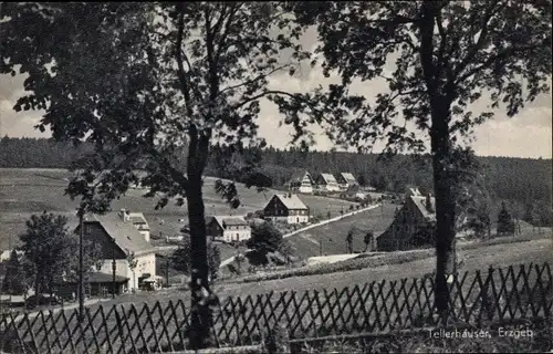 Ak Tellerhäuser Breitenbrunn Erzgebirge, Schneiders Gasthof, Ortsansicht