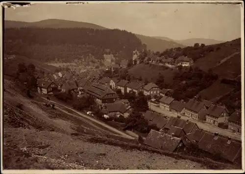 Foto Lautenthal Langelsheim im Oberharz, Gesamtansicht vom Kranichsberg, um 1920
