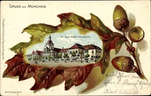 Präge Eichenblatt Litho München, Das neue Nationalmuseum, Gesamtansicht