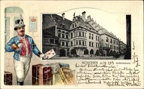 Präge Passepartout Ak München Bayern, Hofbräuhaus, Paketbote