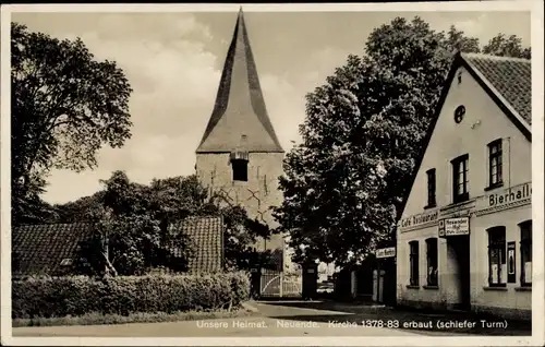 Ak Neuende Wilhelmshaven an der Nordsee, Kirche, Restaurant Neuender Hof