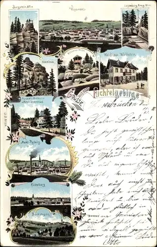 Litho Wunsiedel im Fichtelgebirge Oberfranken, Waldhaus Waldstein, Bischofsgrün, Burgstein